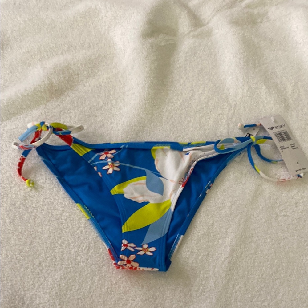 Yoki Kids Floral Bikini Bottom - Blue and Lime Accents